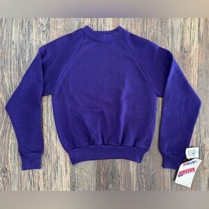 Vtg 90s JERZEES NUBLEND Girls M 10-12 Purple Crewneck Sweatshirt USA NOS NWT